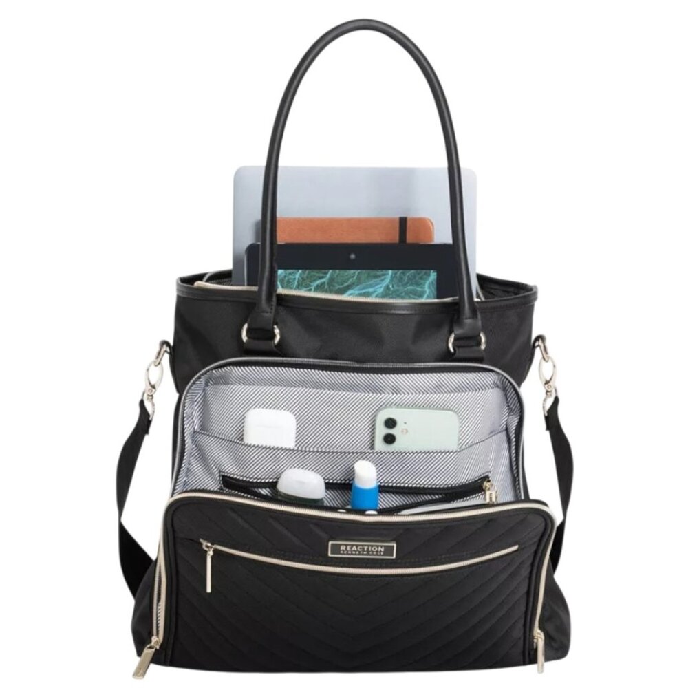 ✨NEW✨Kenneth Cole Reaction Chelsea Chevron 15" Laptop & Tablet Business Tote - Picture 2 of 6